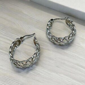 Filigree Hoop Pierced Earrings 925 Silver